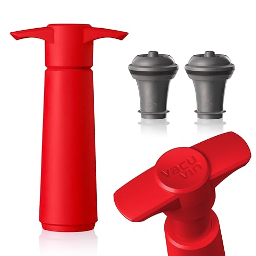 Image of Vacu Vin Original Wine Saver with 2 Vacuum Bottle Stoppers - Wine Preserver Pump for Red or White Wine - Manual Air Remover System - Airtight Seal - Keep Wine Fresh Longer - Red