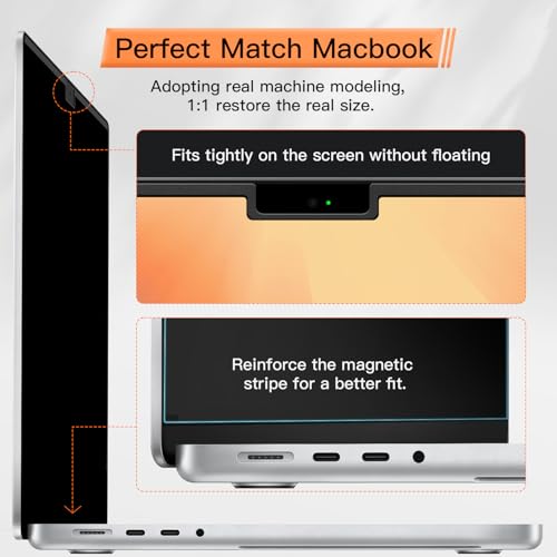 Privacy Screen for MacBook Pro 14 Inch 2021-2023 M3/M2/M1 Pro/Max Models A2442/A2779/A2918/A2992, Magnetic Removable Anti-Blue Light Glare Screen Protector