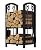 Fire Beauty Fireplace Firewood Log Rack 5-Piece Storage Logs Holder with Tools Set with 4 Tools Set Fireside Holders Wood Lumber Storage Stacking Black
