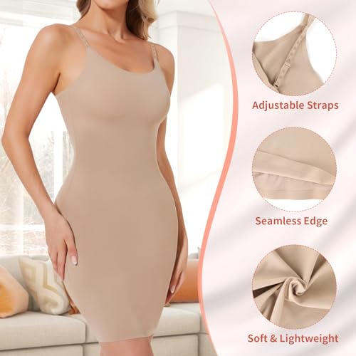 Shapewear Slips for Under Dresses, Full Slip Dress for Women Tummy Control Body Shaper Seamless Shaping Dress4