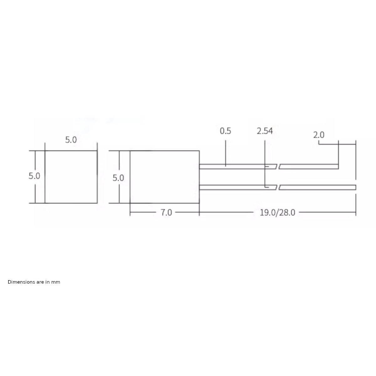100 x 12V 5mm Cubo LED Blu - Resistenza incorporata 5-15V - Diffusione Smerigliata - Foro Passante - Ultra Luminoso