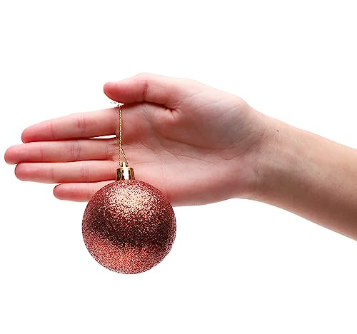 Pack of 10-60mm Christmas Tree Baubles - Shiny, Matte & Glitter Decorated Ornaments (Coral)