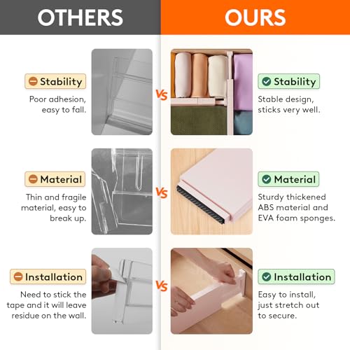 Image of Lifewit 4 inch High Upgrade Drawer Divider, Adjustable Drawer Organizer Clothes