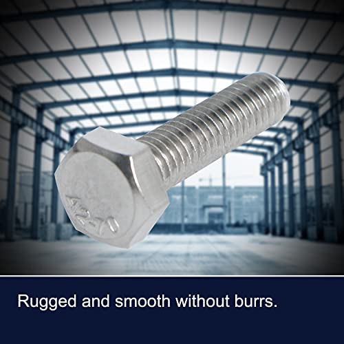 Image of Left Hand M6 x 25mm Hex Head Bolts Screws 304 Stainless Steel, A2-70 Fasteners Fully Machine Reverse Threaded SUS304 4 Pcs