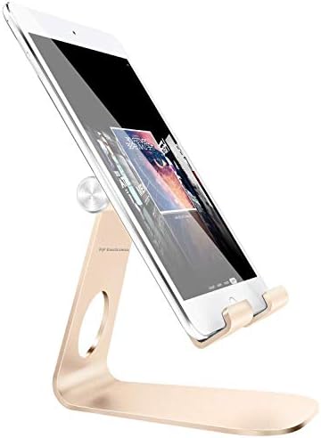 Pjp Electronics Tablet Stand Multi-Angle, Compatible Stand With iPad, Desktop Adjustable Holder for iPad mini Air 2 3 4 Pro iPhone, Samsung Galaxy Tablet, Nintendo Switch, Full Aluminum 4-13 inch (Gold)