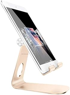 Pjp Electronics Tablet Stand Multi-Angle, Compatible Stand With iPad, Desktop Adjustable Holder for iPad mini Air 2 3 4 Pro iPhone, Samsung Galaxy Tablet, Nintendo Switch, Full Aluminum 4-13 inch (Gold)