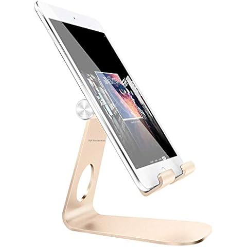 Pjp Electronics Tablet Stand Multi-Angle, Compatible Stand With iPad, Desktop Adjustable Holder for iPad mini Air 2 3 4 Pro iPhone, Samsung Galaxy Tablet, Nintendo Switch, Full Aluminum 4-13 inch (Gold) Cover