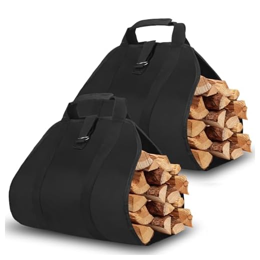 YOMKILU 2 Piezas Bolsa de Transporte para Leña, plegable Bolsa de Madera para Chimenea, Resistente Bolsas de Leña Accesorios para Estufa con manijas para Interior y Exterior, Camping