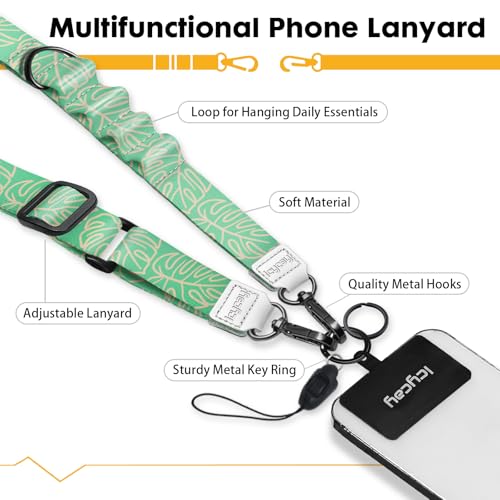 Image of Icycay Phone Lanyard Crossbody Strap Neck Adjustable Teacher Women Leaves | for Cell Phone Case Keys ID Badges, Anti Theft, Multifuctional, Cute Phone Holder, Travel Hiking Essential Accessories, Gifts