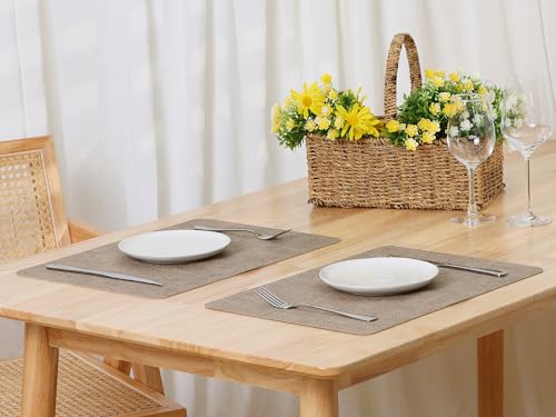 Sets de table imperméables kaki 43x30cm simili cuir résistant lot de 6