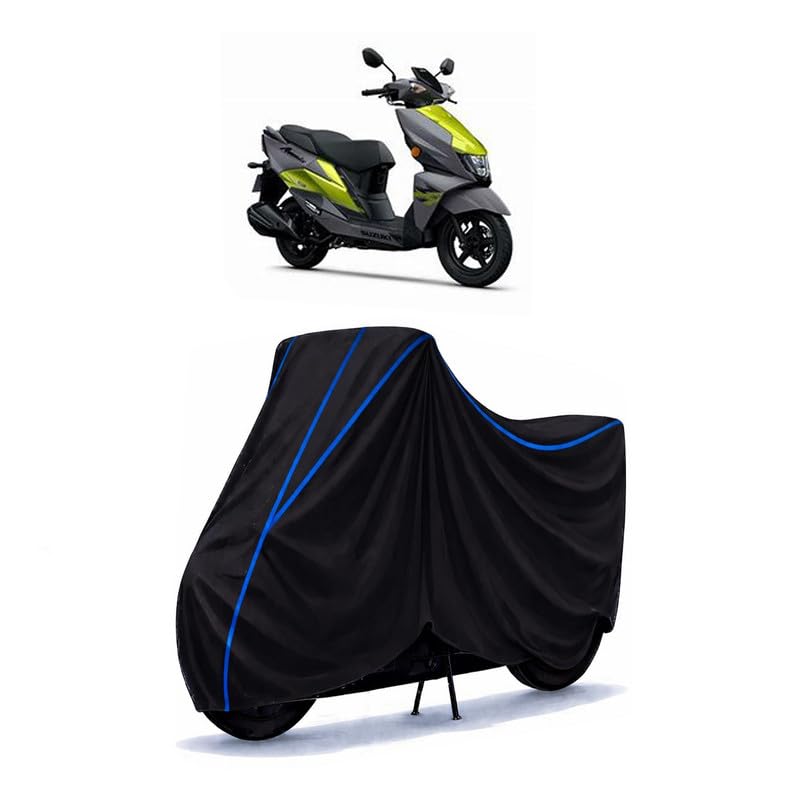 Image of Scooty Cover Water Resistant for Avenis | Universal Scooter & Bike Cover | Heavy Duty UV Protection | Dust, Rain & Scratch Protection | Elastic Fit All Weather Indoor Outdoor | Black with Blue Piping