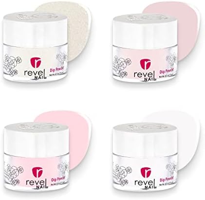 Revel Nail Dip Powder - French Pink Powder Dip Nail Polish, Chip Resistant Dip Nail Powder with Vitamin E and Calcium, DIY Manicure, 4-Pack