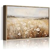 Vintage Country Field Wall Art Prints - Farmhouse Meadow Wall Decor,Wildflower Field Landscape Ca...