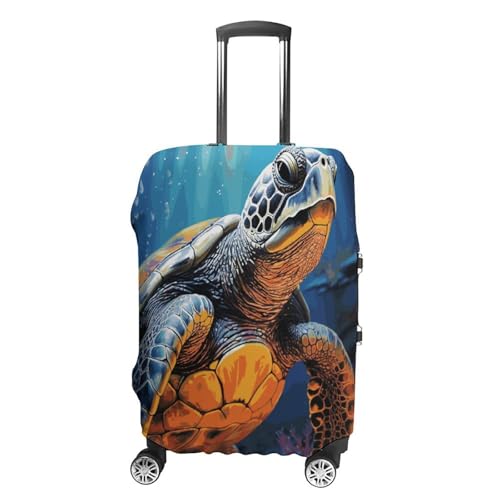 Painted Sea Turtle Luggage Cover Travel Suitcase Covers for Luggage Elastic Carry on Luggage Covers for Suitcase Tsa Approved Washable Luggage Sleeve Protector Fits 18-32 Inch S