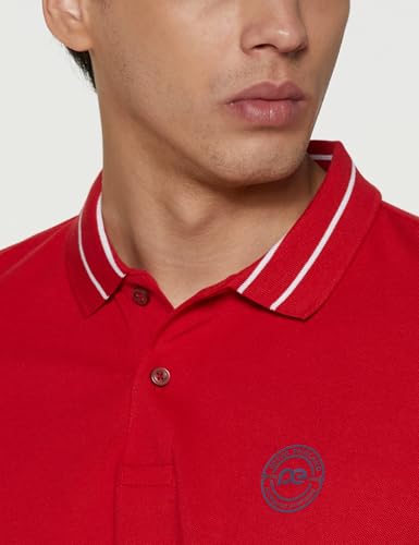 Image of Peter England Men's Regular Fit Insignia Half Sleeve Polo T-Shirt | Cotton Rich | Premium Pique Weave