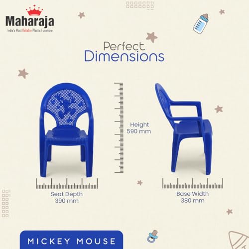 Image of MAHARAJA Mickey Mouse Plastic Chair for Kids | Strong Durable & Portable Study Chairs | Virgin Material Kids Chairs for 2 to 8 Years | Stackable School Chair (Blue, Pack of 6)