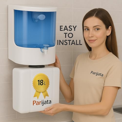 Image of PARIJATA 18L Waste Water Collection Tank | Wall-Mountable Food Grade HDPE Plastic | Easy to Connect with All Water Purifiers & Air Conditioners | Without Auto Sensor | Includes Fitting Accessories