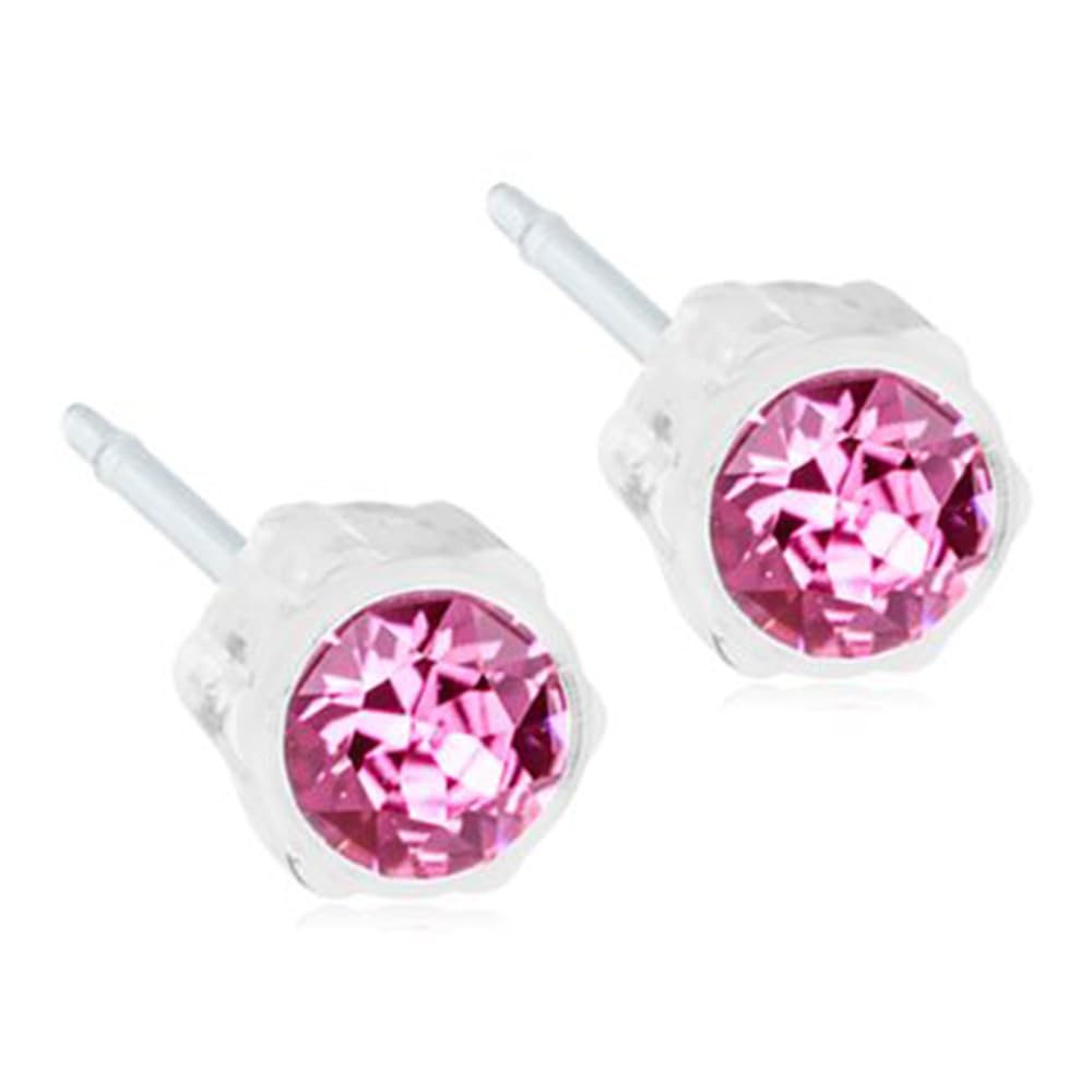 Blomdahl | Nickel Free | Medical Plastic 4mm Crystal Stud Earrings | Best Choice For Sensitive Ears