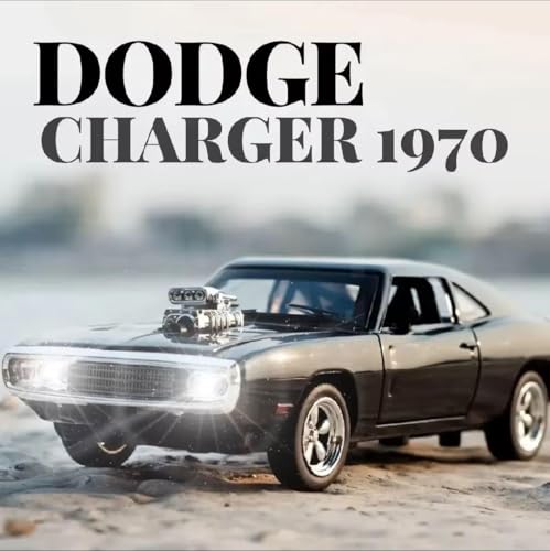 Image of WORSHIPER 1:32 Dodge Challenger SRT Exclusive Alloy Metal Pull Back Die-cast Car Model with Sound Light Mini Auto Toy for Kids for Toy Car with Sound and Light (1:32 Dodge Charger F & F7 - Black)