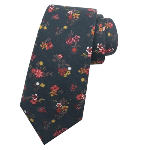 Image of Mantieqingway Men Skinny Tie Cotton Floral Necktie for Wedding Groomsmen Tie