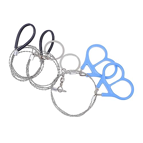 Abaodam 2sets Hand-pulled Wire Saws Portable Survival Wire Saws in Stainless Steel for Outdoor Activities 3pcs*2