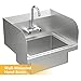 Bonnlo Upgraded Commercial Hand Wash Stainless Steel Prep/Bar Sink with Side Splash Guard - Wall Mount Utility Sink Hand Washing Basin with Faucet for Commercial Restaurant RV Kitchen