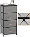 Price comparison product image COSYLAND Chest of Drawers Cationic Fabric 4-Drawer with Wooden Handle, Storage Organizer Unit for Bedroom Living Room Closet, Sturdy Steel Frame, Easy Pull Fabric Bins & Wooden Top, Fabric Dresser