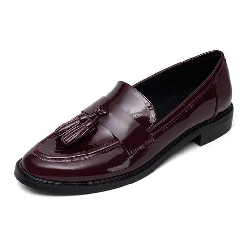NEWBELLA Leather Loafers for Women - Versatile Slip-On Shoes for