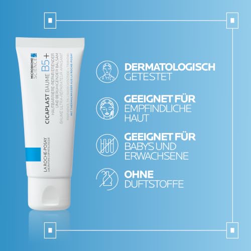 La Roche Posay Reparierende Wundsalbe für geschädigte, irritierte Haut, Für Körper, Gesicht und Lippen, Mit Dexpanthenol, Tribioma und Thermalwasser, Cicaplast Baume B5+, 40 ml