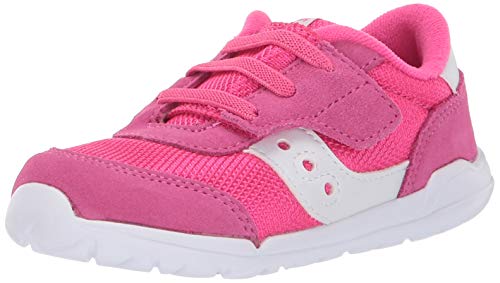 Saucony girls Jazz Riff Sneaker, Pink/White, 9.5 X-Wide Little Kid US