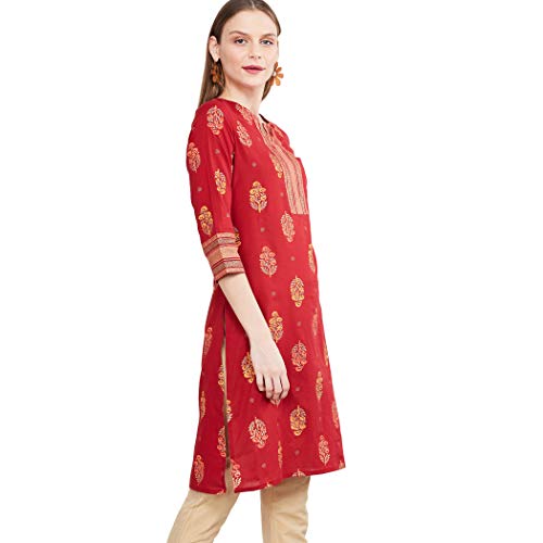 Image of Max Women Embroidered Three-Quarter Sleeves Kurta