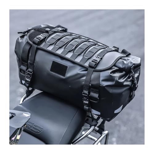 Sacoche de moto étanche à volume modulable et panneau d'extension de bagages