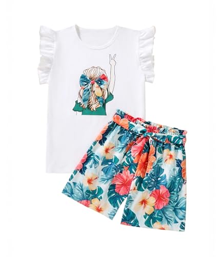 Image of Girls Summer Outfits Cute Sleeveless Top High Waisted Short Sets with Pockets Teen Girl Clothes Size 6-14 T