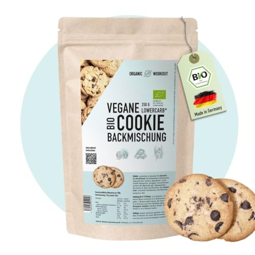 Lower-Carb Schokolade-Kekse Backmischung, bio, glutenfrei, ketogen, vegan, keto, Schokodrops zuckerfrei, gesüsst mit Erythrit, Mandelmehl, Haferkekse ohne Zucker, Eiweiß-Quelle … (Schokolade, 1er)