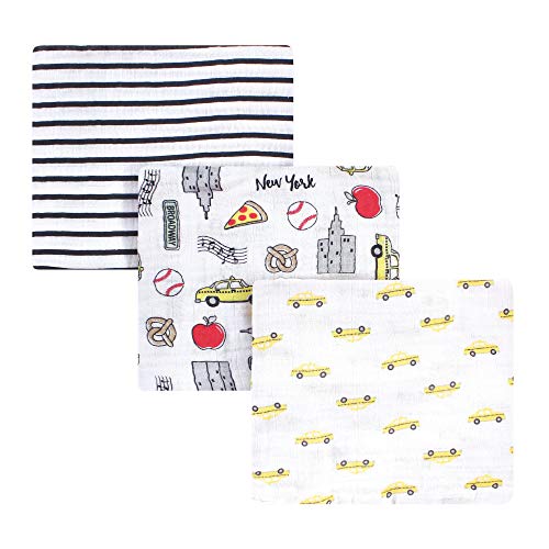 Image of Hudson Baby Unisex Baby Cotton Muslin Swaddle Blankets, Nyc, 3-Pack