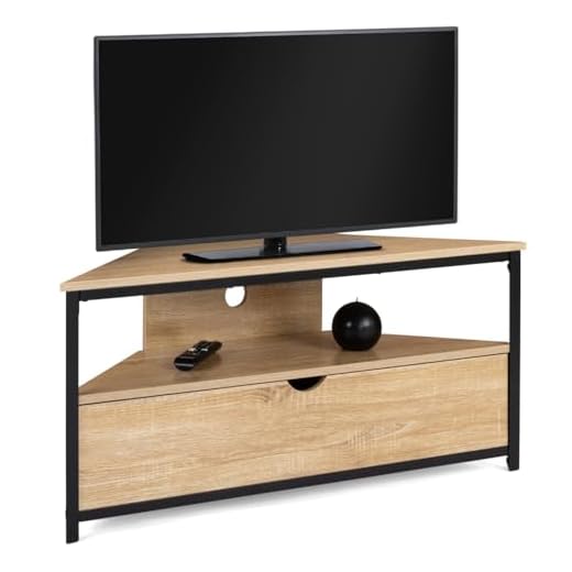 IDMarket - Meuble TV 100 cm d'angle Detroit avec Placard Design Industriel