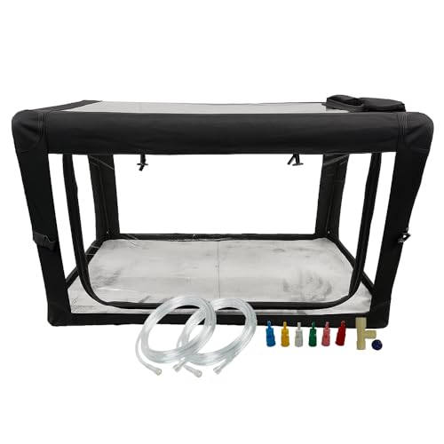 Oxygen Therapy Cage for Pets – Veterinary Oxygen & Nebulizer Chamber for Dogs, Cats, Puppies, Sheep – Portable Oxygen Concentrator with Tubing Kit, Soft Mat, Venturi Adapters, Nebulizer, T-Fitting