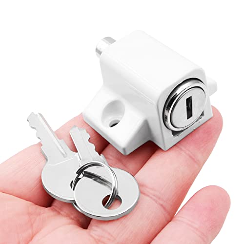 WANGCL 2Pcs Sliding Patio Lock Security Lock Bolt for Windows or Doors Universal Locks with Keys(White) - Image 3