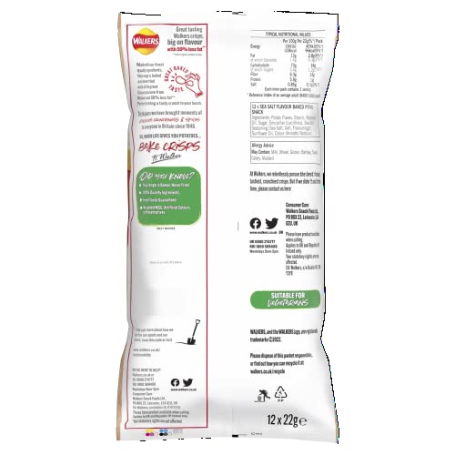 Walkers Oven Baked Sea Salt Crisps 12 x 22 g, Red