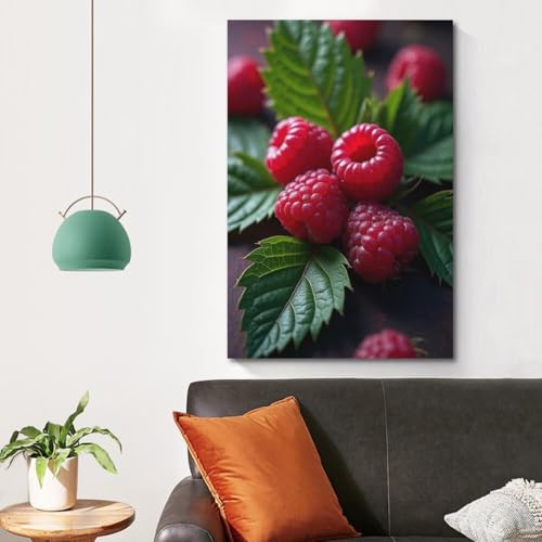 Tableau framboises rouges ZHOUKEG 60x90cm grand format de décoration