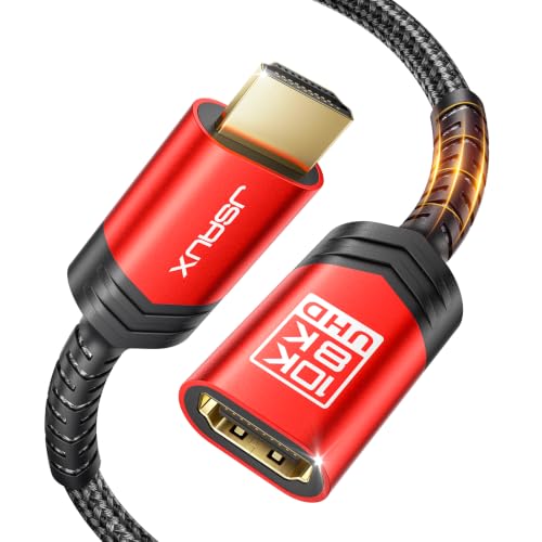 JSAUX HDMI Extension Cable 1M 4K@60Hz HDR High Speed HDMI 2.0 Extender HDMI Male to Female Lead Support 3D 18Gbps ARC Ethernet Compatible for TV Stick Roku Fire Stick Blu-Ray PS3/PS4 - Red