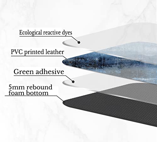 Ailuer Blue And Grey Kitchen Rugs And Mats Set 2 Piece Blue Abstract Art Cushioned Anti-Fatigue Kitchen Rugs Modern Art Kitchen Mats For Kitchen & Laundry #TOP5