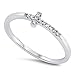 Prime Jewelry Collection Sterling Silver Women's Colorless Cubic Zirconia Micro Pave Sideways Cross Ring (Sizes 4-10) (Ring Size 6)