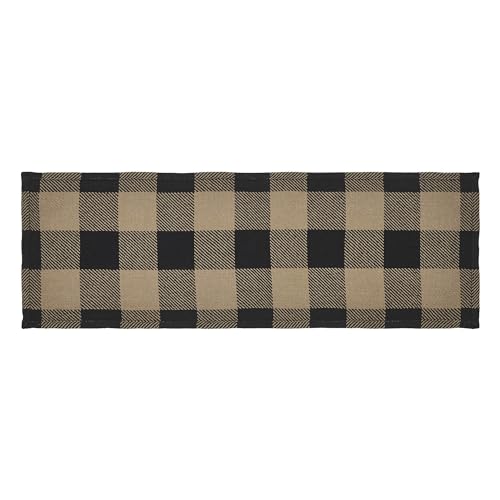 VHC-Brands-Runner-12×36-Cotton-Dining-Room-Kitchen-Table-Runner-Country-Farmhouse-Style-Black-Check-Collection-Rectangle-12×36-Country-Black VHC Brands Runner 12×36 Cotton Dining Room Kitchen Table Runner Country Farmhouse Style Black Check Collection Rectangle 12×36 Country Black