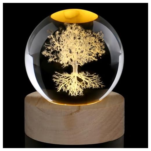 AWARDSEN 60 mm Kristallkugel lebensbaum, Briefbeschwerer Glaskugel Deko, Crystal Ball lasergeätzte Glaspflanze Glaskugel Geschenk für Sie Geburtstag
