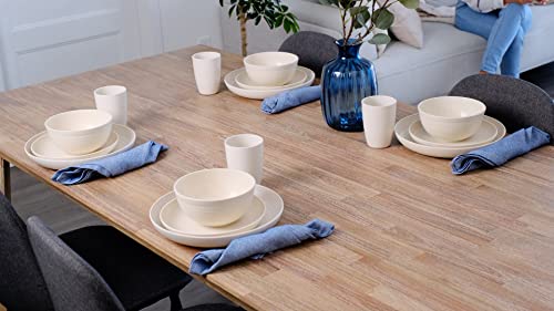 Wheat Straw Dinnerware Sets 16 Piece | Unbreakable, Microwave Safe, Dishwasher Safe | Lightweight Plates And Bowls Sets | Reusable, Camping Dishes, Dishes Set For 4 | Outdoor Kitchen | Dish Set, Beige #TOP2