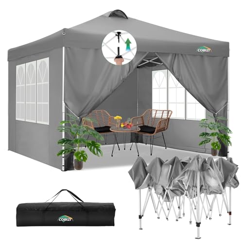 COBIZI Canopy 10x10 Pop Up Canopy Tent with 4 Sidewalls, One...