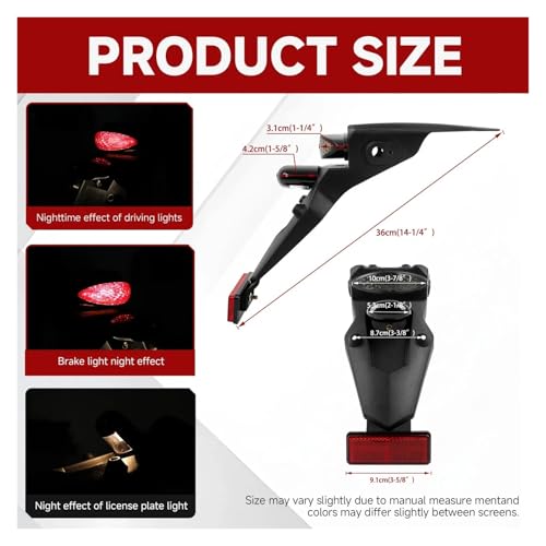 Guardabarros trasero universal para moto que repara luces de matrícula y freno rotas 12V 7