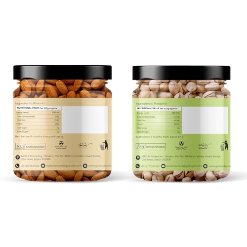 Image of Goshudh Almonds 250g + Pistachios 250g Combo Pack | Fresh, Crunchy & Tasty & Nutritious, Daily Energy Snack (500gm Combo Pack)