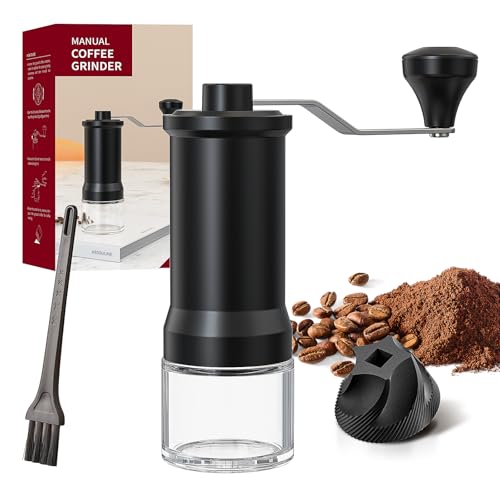 Manual Coffee Grinder, Hand Coffee Grinder with High Precision Ceramic Grinding Burrs, 0-30 Adjustable Grinding Settings for Espresso Machines, French Presses, Moka Coffee Makers
